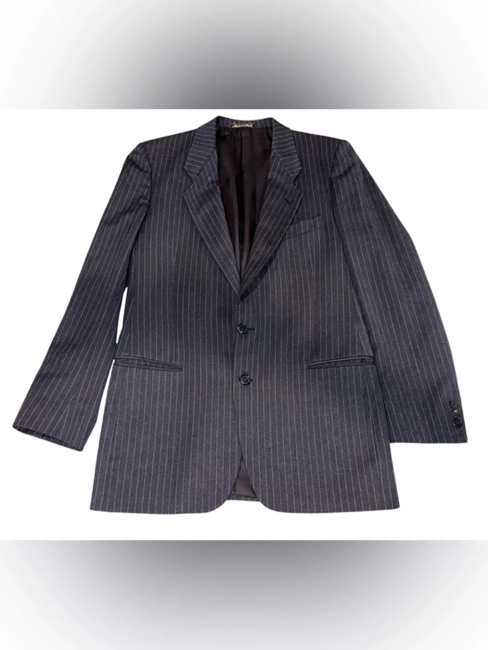 Vintage 80s Armani MANI Blazer Navy Striped Wool Made in Italy Sport Coat 38R